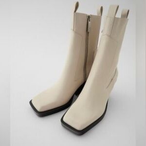 Zara Cowboy Boot Square Toe | Size 37 / US6.5